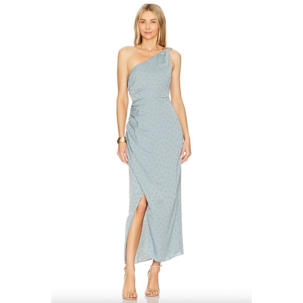 Favorite Daughter The Singles Table Asymmetric One Shoulder Dress Slate Blue 18